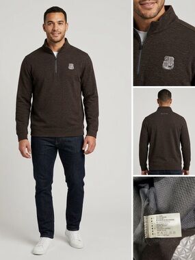 Dunning Golf Men's XL Wool Blend 1/4 Zip Pullover Sweater Brown Heather